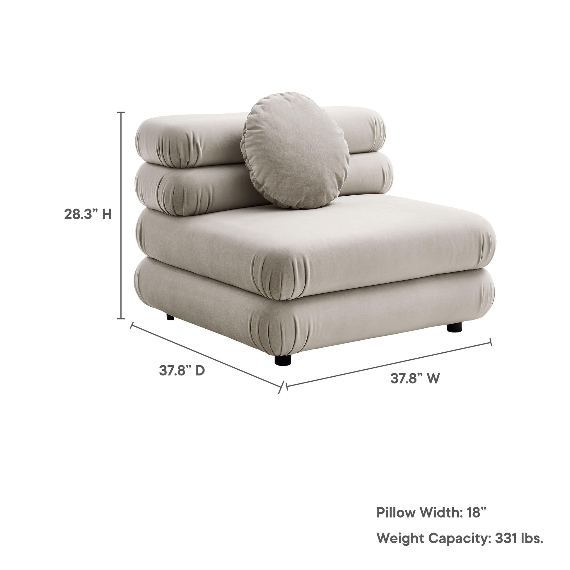 Jubilee Modular Performance Velvet Armless Chair by Modway FredCo