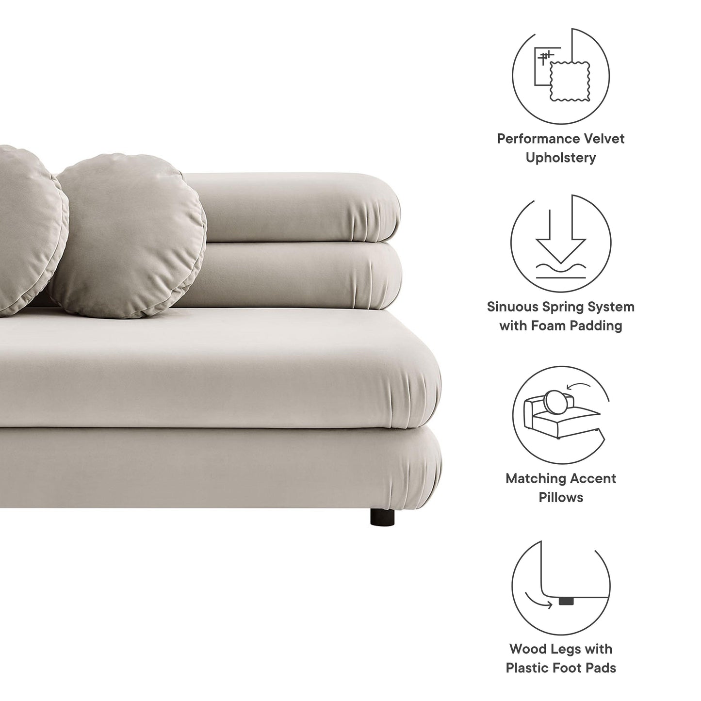 Jubilee Modular Performance Velvet Armless Loveseat by Modway FredCo
