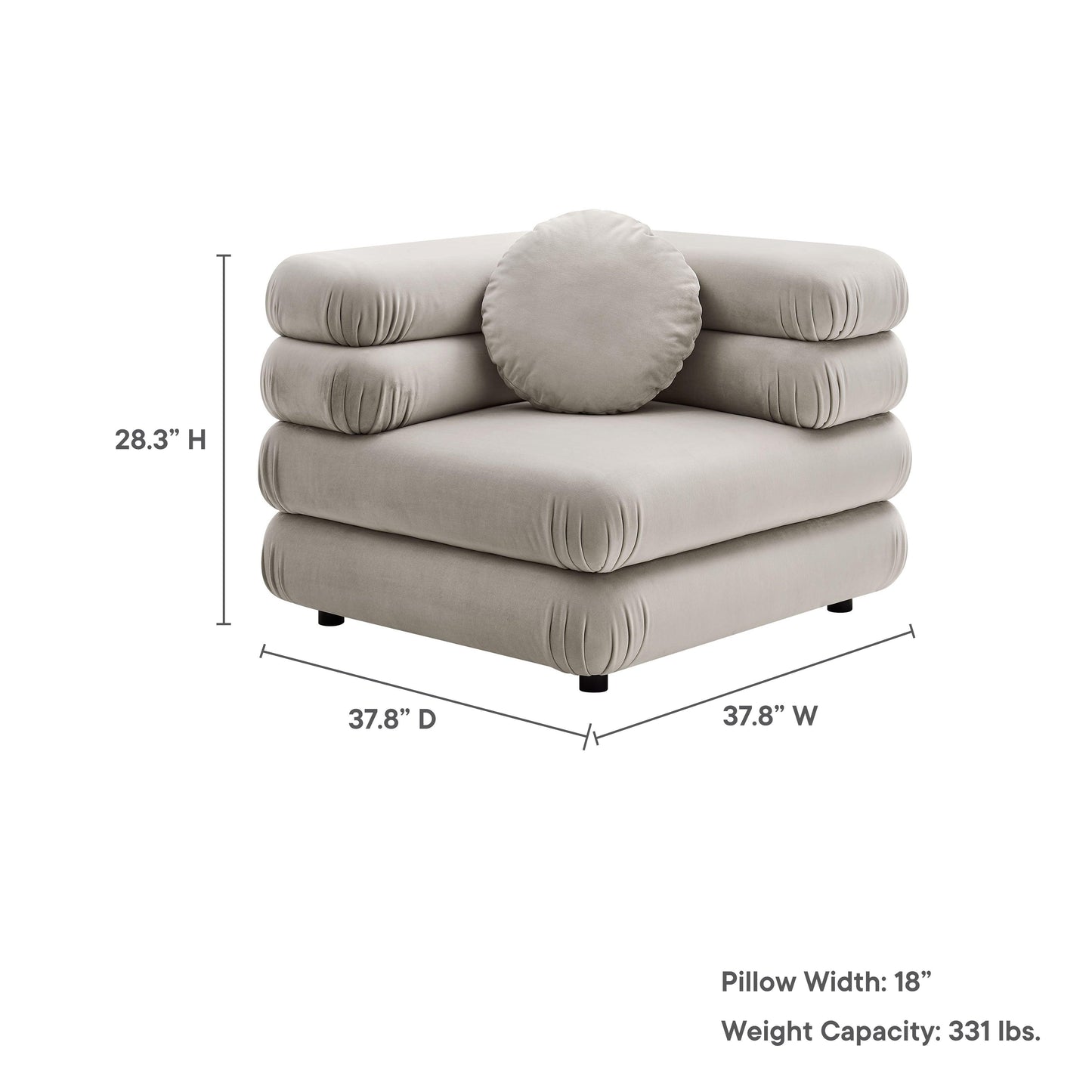 Jubilee Modular Performance Velvet Corner Chair by Modway FredCo
