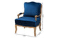 Jules Traditional Navy Blue Fabric and French Oak Brown Finished Wood Accent Chair FredCo