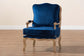 Jules Traditional Navy Blue Fabric and French Oak Brown Finished Wood Accent Chair FredCo