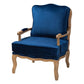 Jules Traditional Navy Blue Fabric and French Oak Brown Finished Wood Accent Chair FredCo