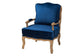 Jules Traditional Navy Blue Fabric and French Oak Brown Finished Wood Accent Chair FredCo