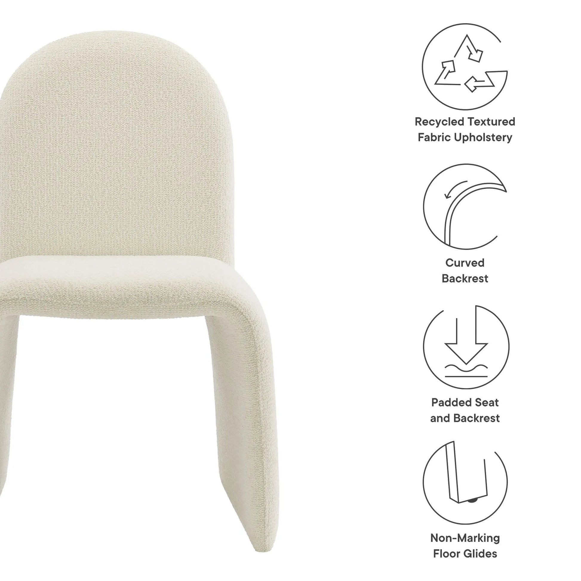 Junia Boucle Upholstered Arch Armless Dining Chair by Modway EEI-7231 FredCo
