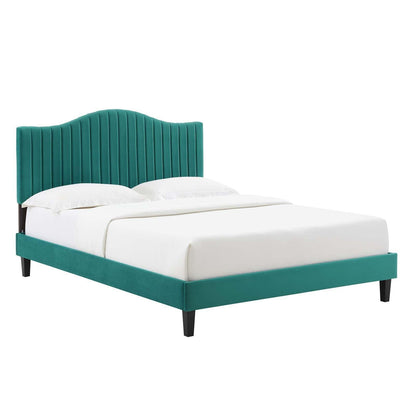 Juniper Channel Tufted Performance Velvet Full Platform Bed, MOD-6747 FredCo