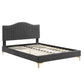Juniper Channel Tufted Performance Velvet Queen Platform Bed, MOD-6739 FredCo