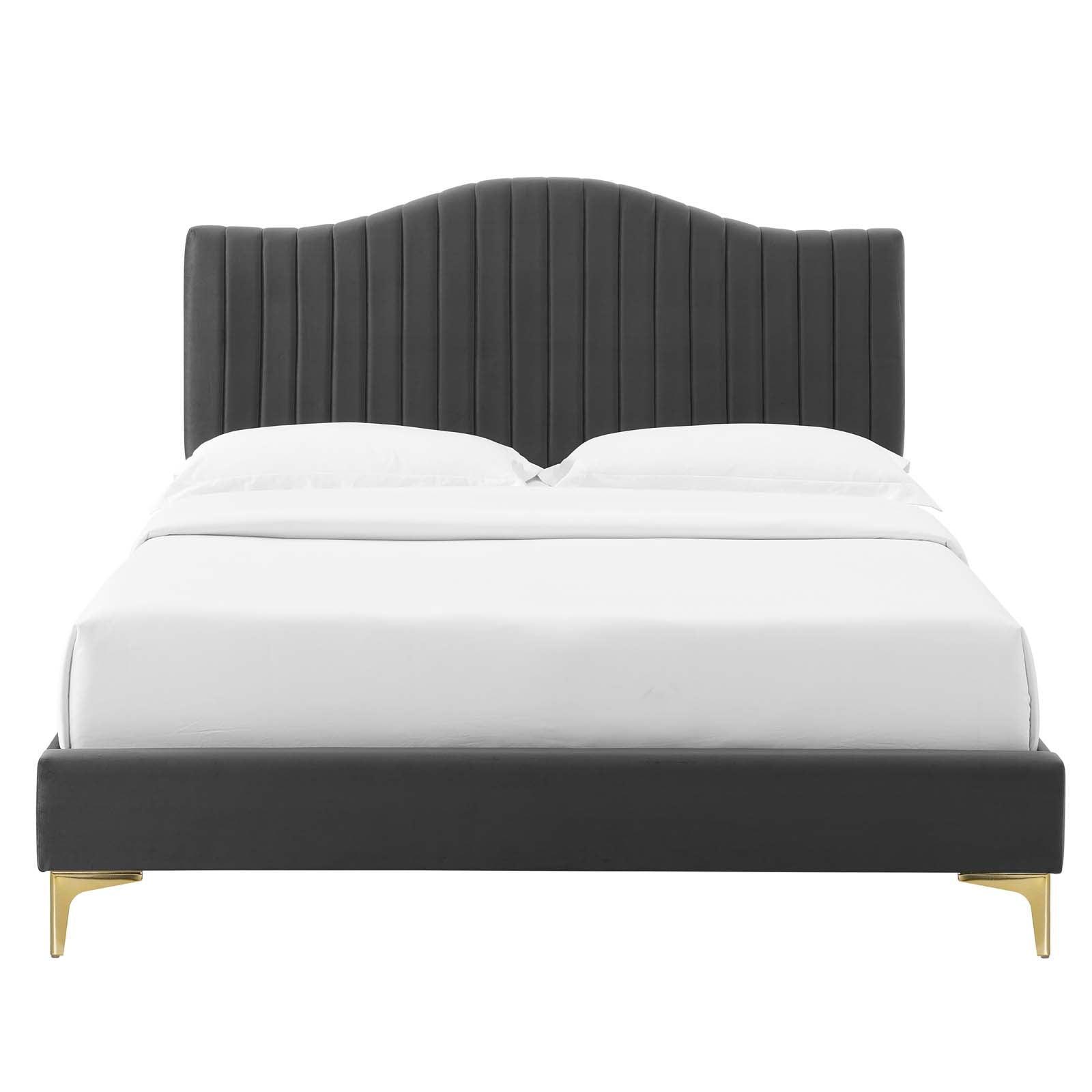 Juniper Channel Tufted Performance Velvet Queen Platform Bed, MOD-6739 FredCo
