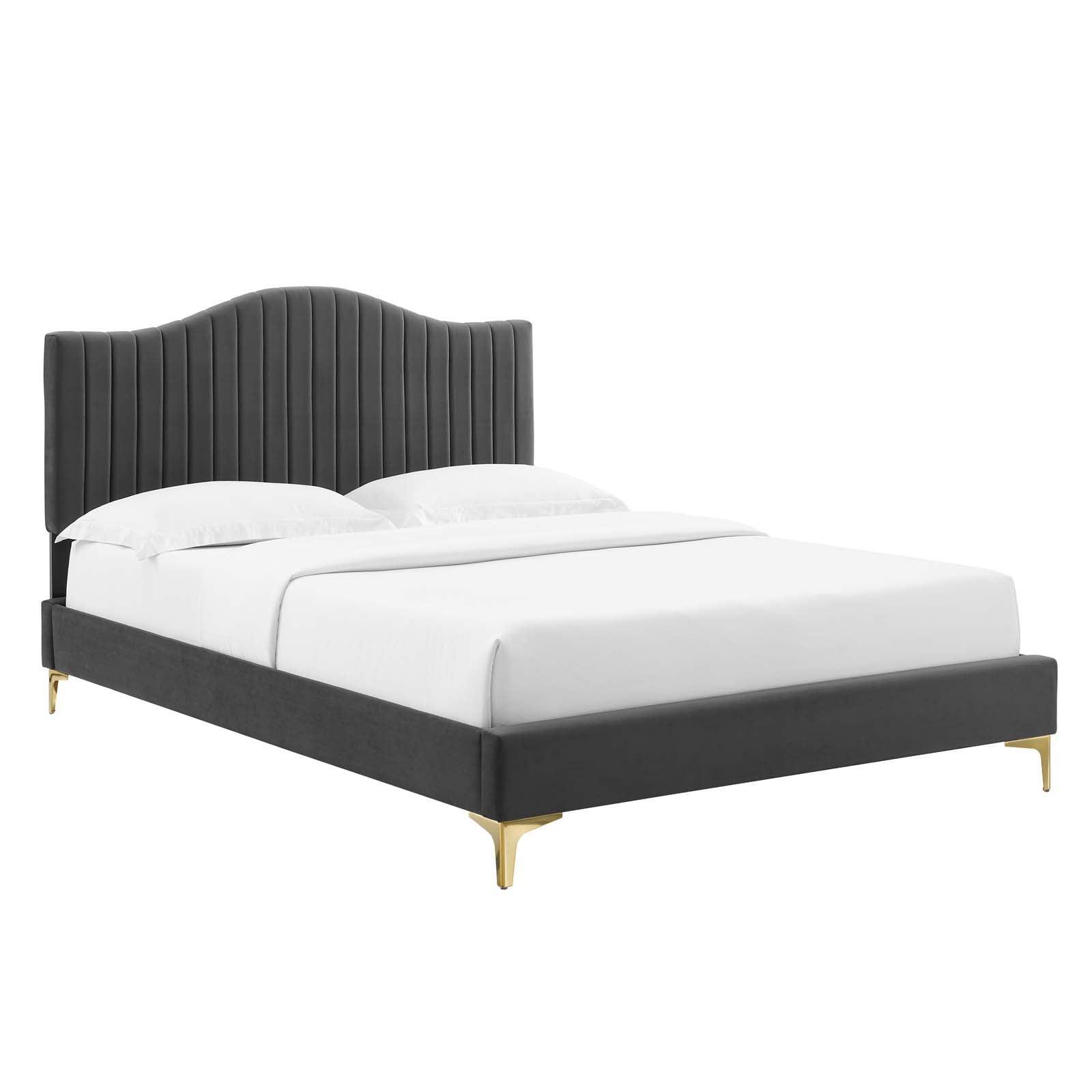 Juniper Channel Tufted Performance Velvet Queen Platform Bed, MOD-6739 FredCo