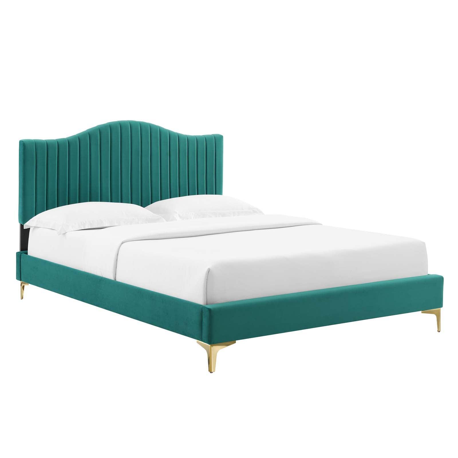 Juniper Channel Tufted Performance Velvet Queen Platform Bed, MOD-6739 FredCo