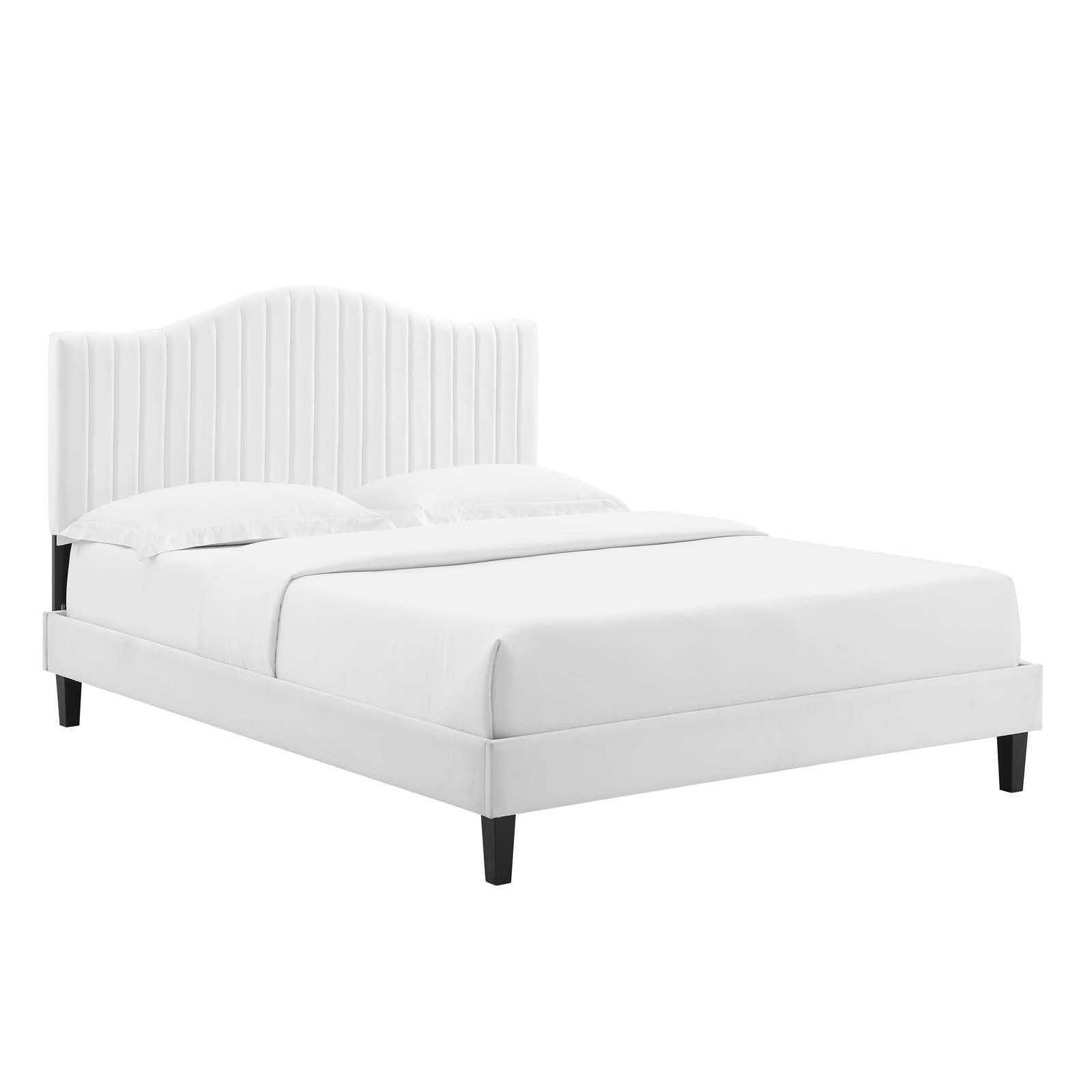 Juniper Channel Tufted Performance Velvet Queen Platform Bed, MOD-6741 FredCo