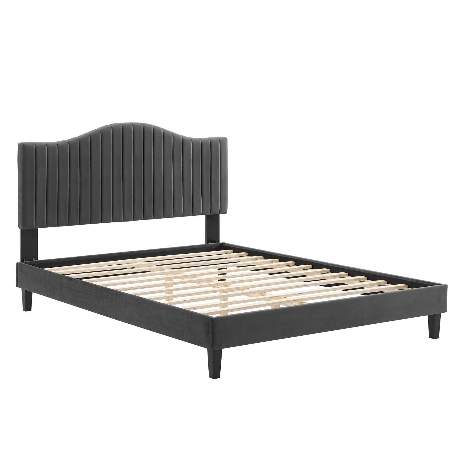 Juniper Channel Tufted Performance Velvet Queen Platform Bed, MOD-6741 FredCo