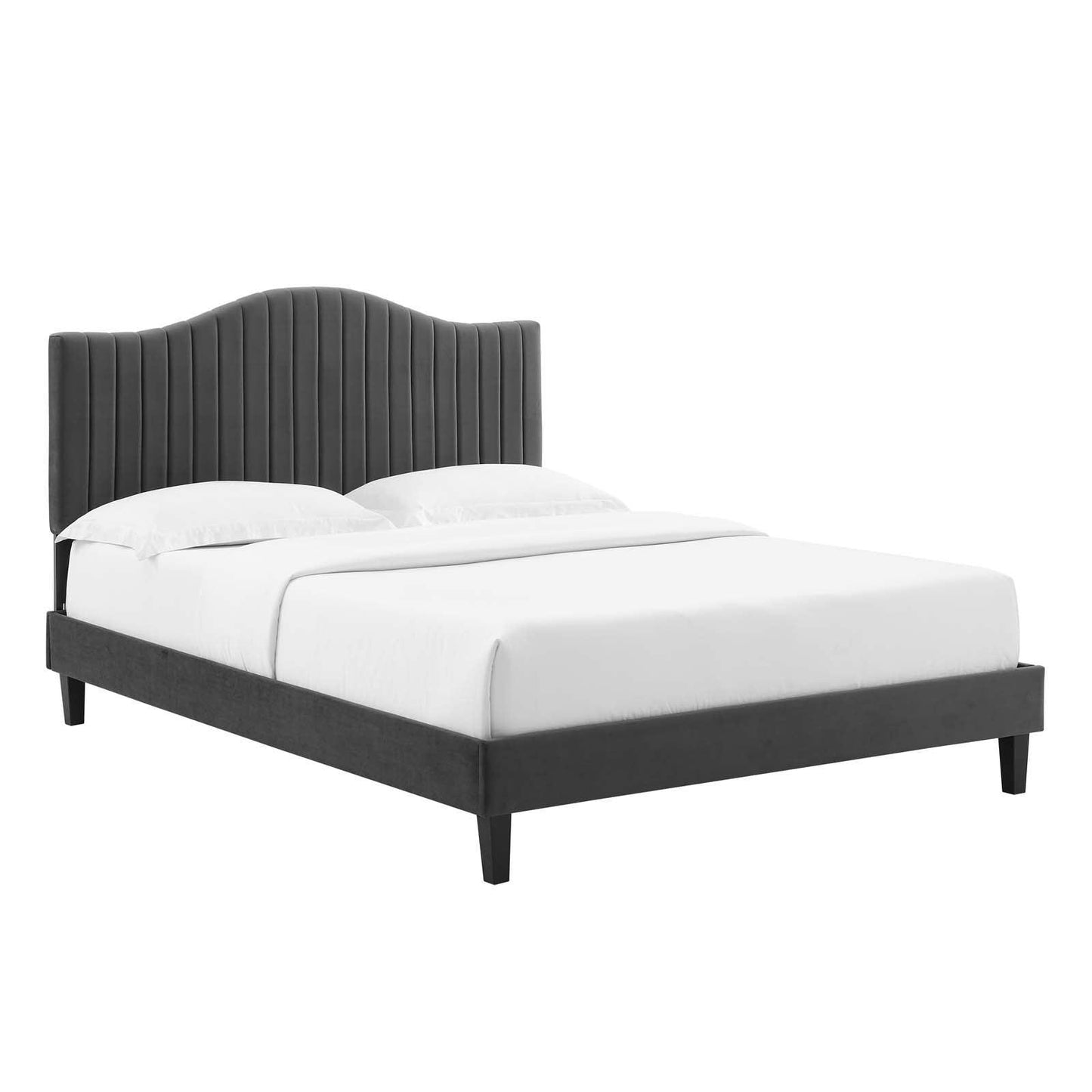 Juniper Channel Tufted Performance Velvet Queen Platform Bed, MOD-6741 FredCo