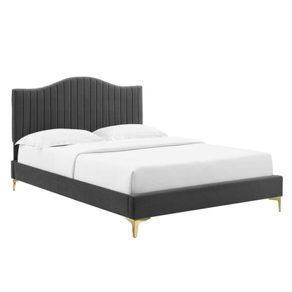 Juniper Channel Tufted Performance Velvet Twin Platform Bed, MOD-6742 FredCo