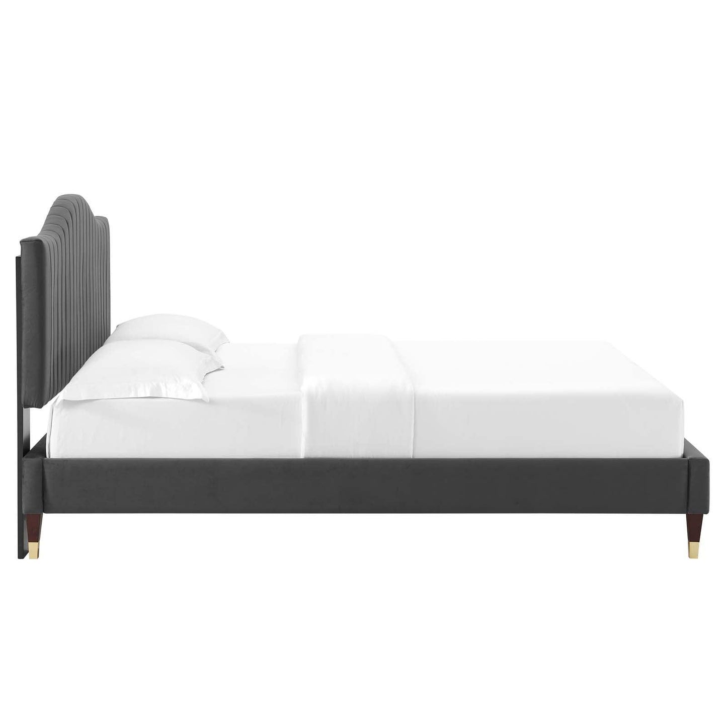 Juniper Channel Tufted Performance Velvet Twin Platform Bed, MOD-6743 FredCo