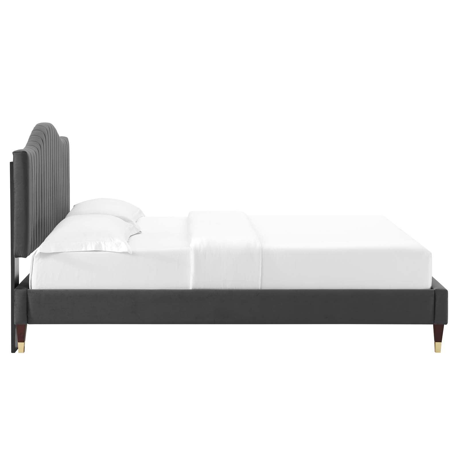 Juniper Channel Tufted Performance Velvet Twin Platform Bed, MOD-6743 FredCo