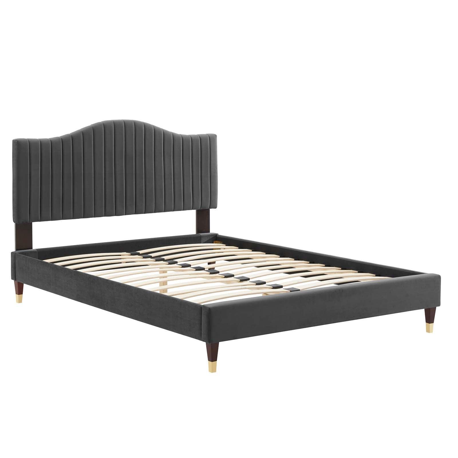 Juniper Channel Tufted Performance Velvet Twin Platform Bed, MOD-6743 FredCo