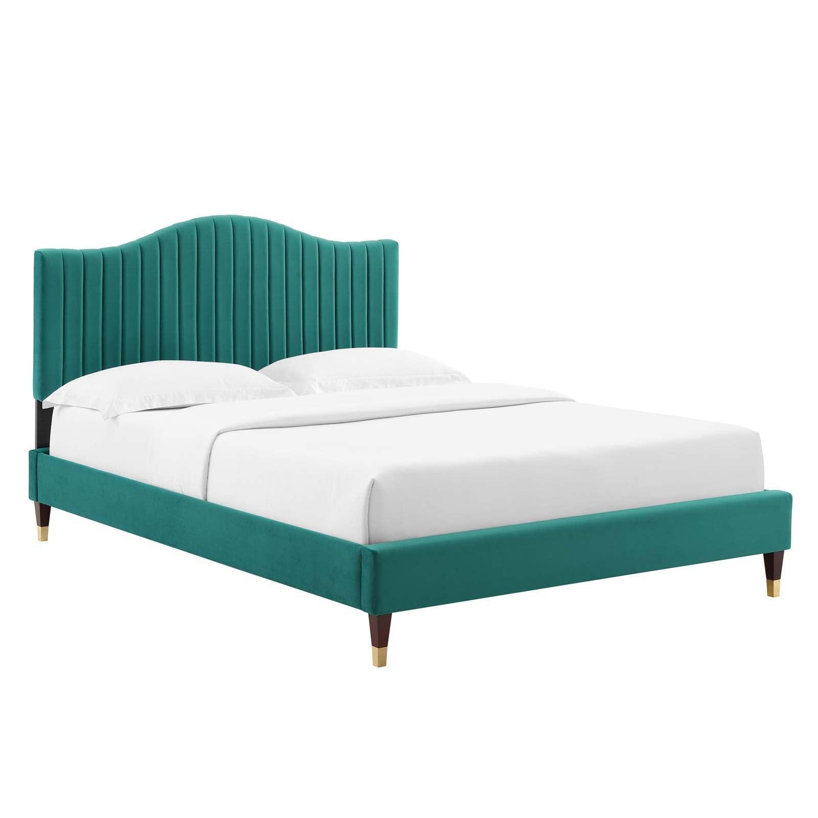 Juniper Channel Tufted Performance Velvet Twin Platform Bed, MOD-6743 FredCo