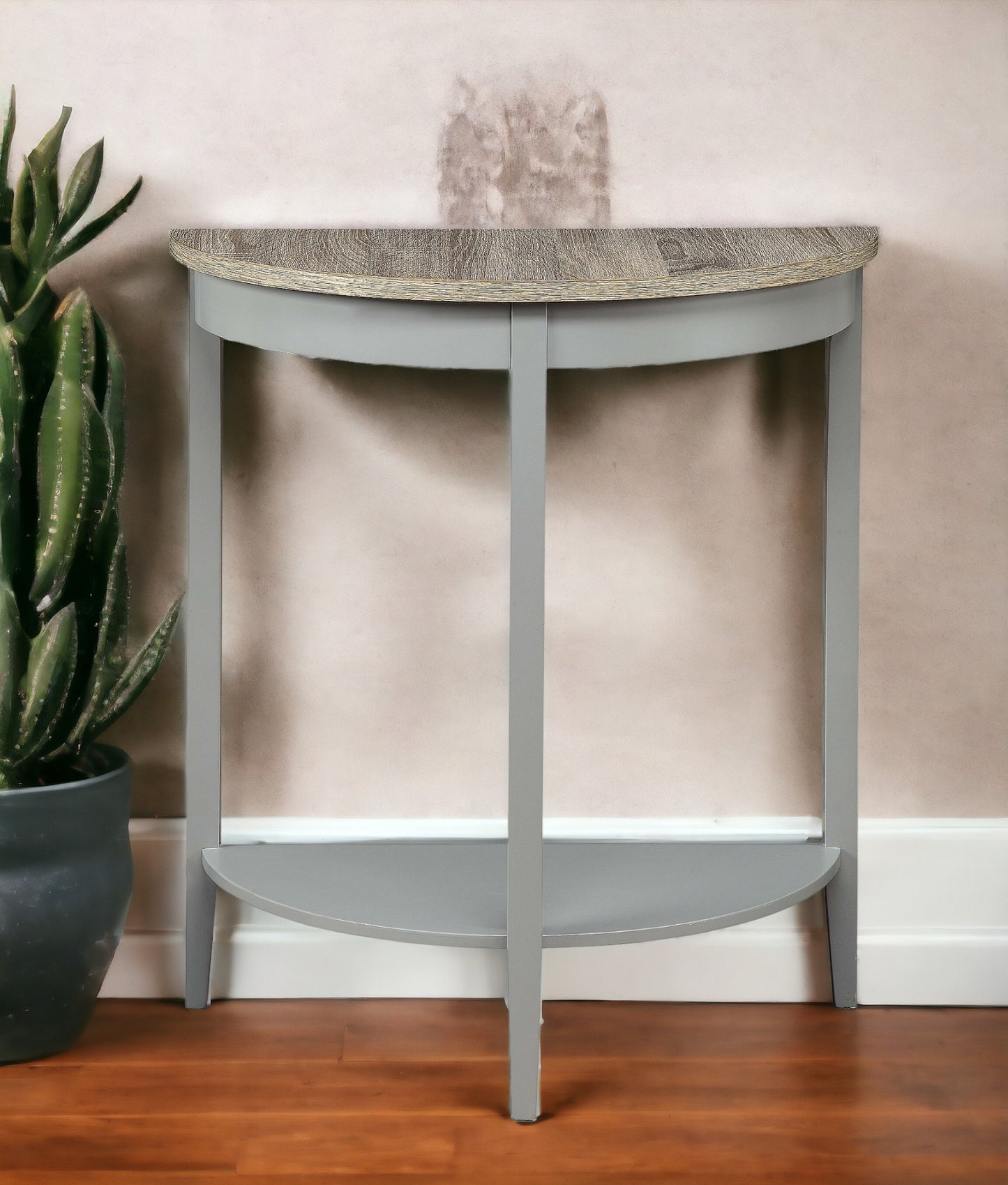 Justino Natural Oak & Gray Finish Console Table FredCo