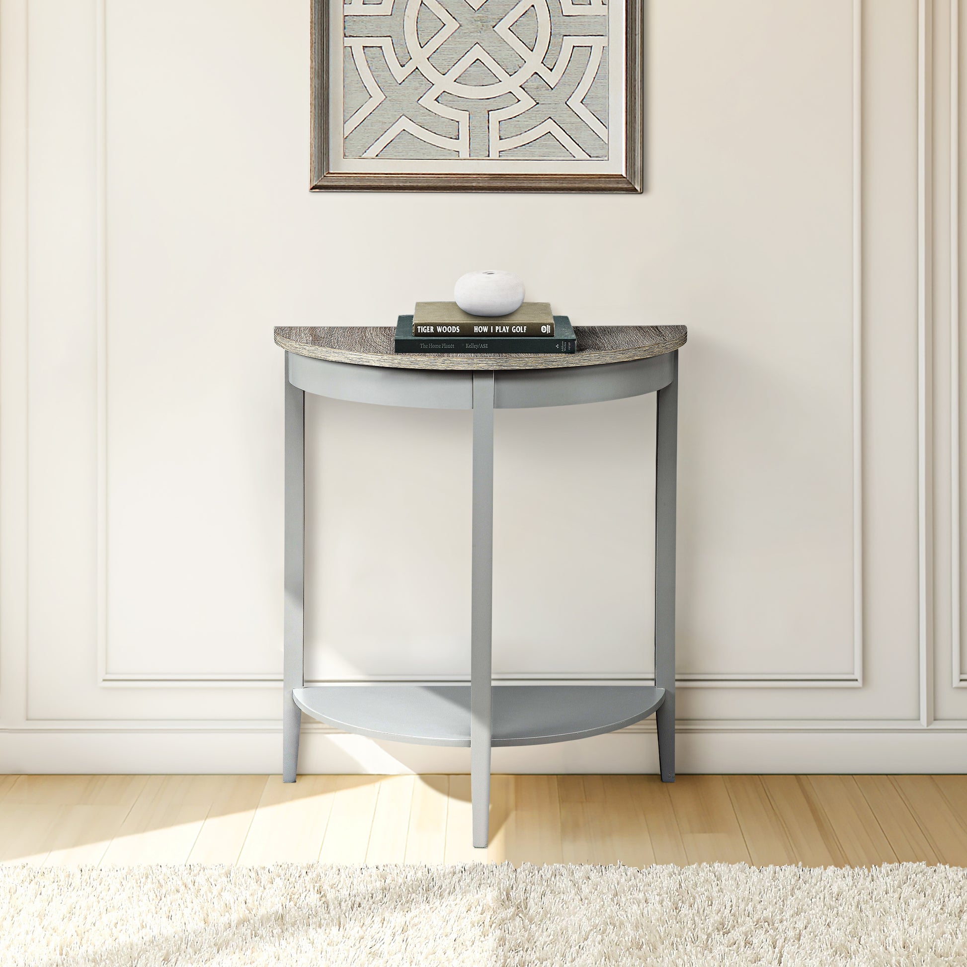 Justino Natural Oak & Gray Finish Console Table FredCo