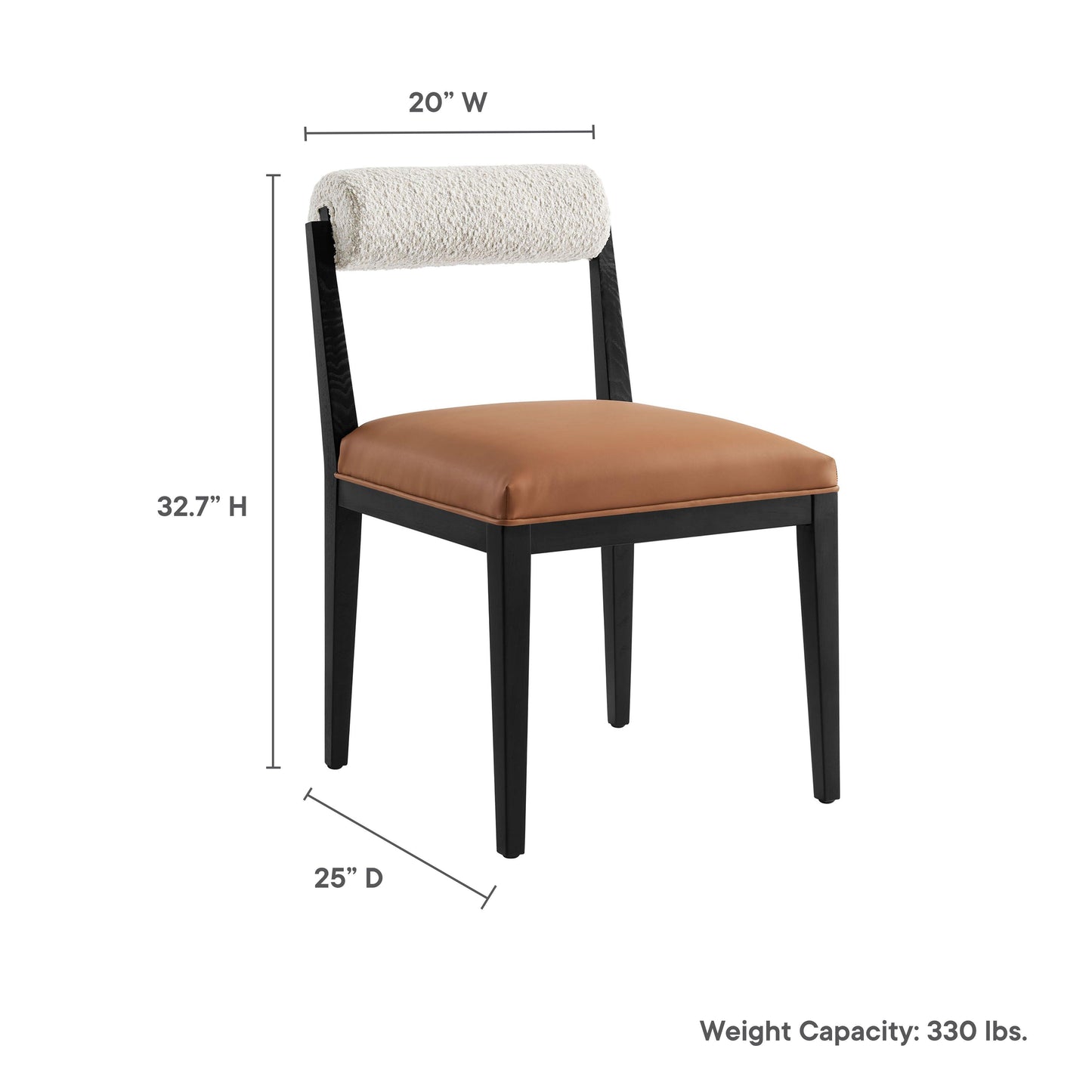Kai Boucle and Vegan Leather Dining Chair by Modway FredCo