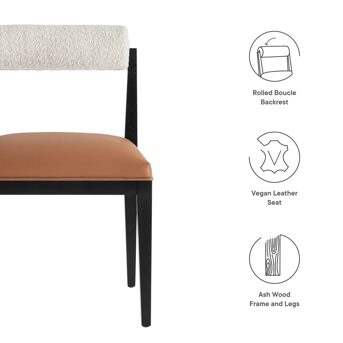 Kai Boucle and Vegan Leather Dining Chair by Modway FredCo