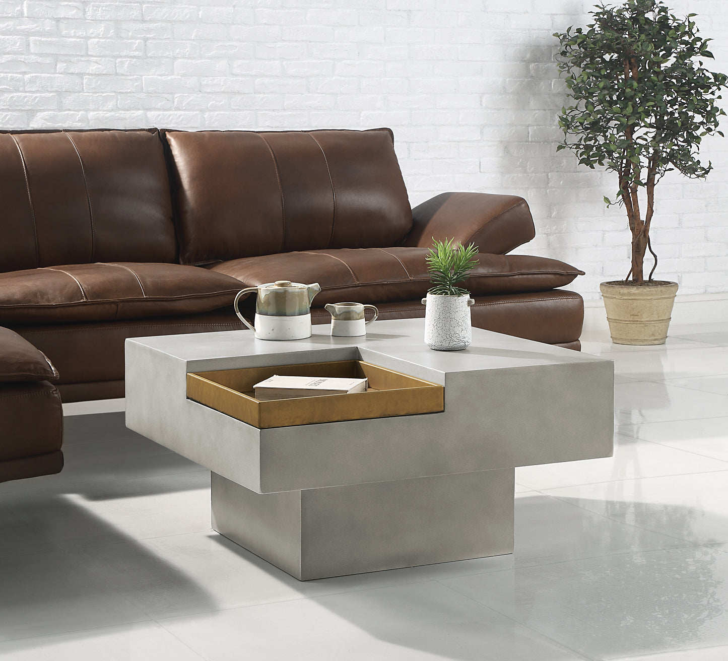 Kailano Weathered Gray Finish Coffee Table FredCo