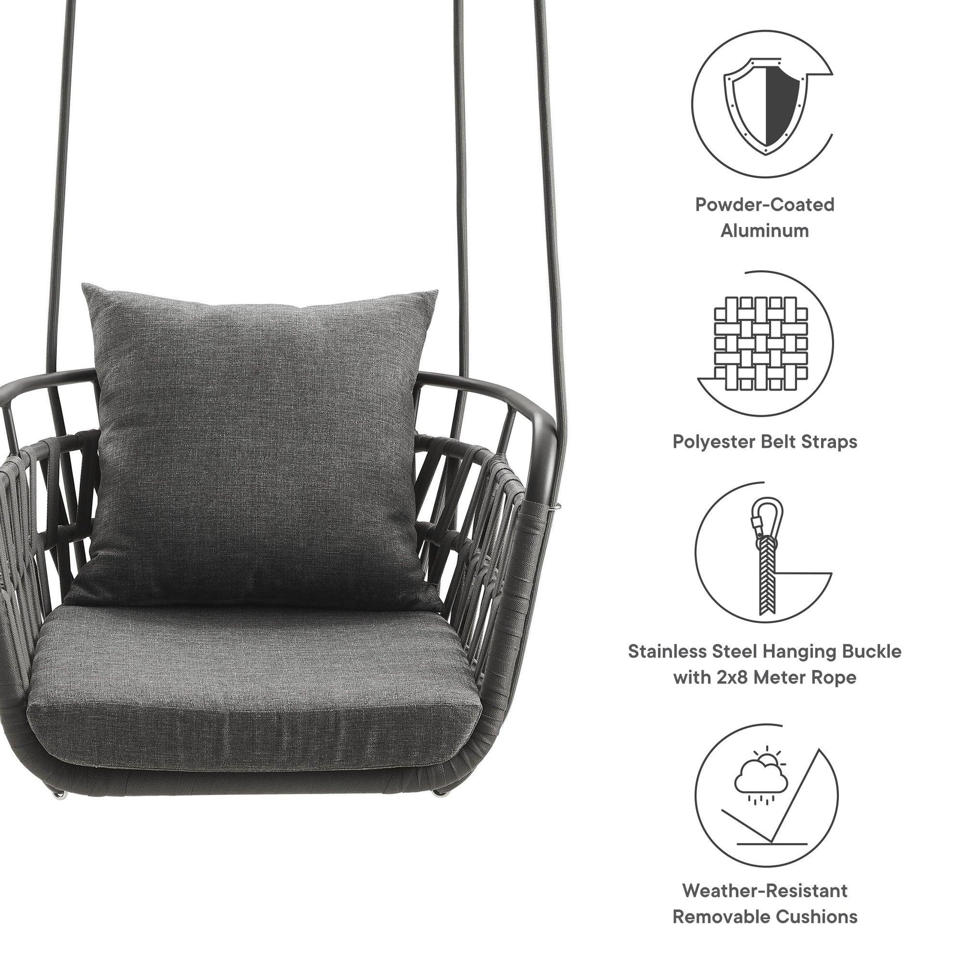 Kaliah Outdoor Patio Aluminum Swing Chair by Modway FredCo