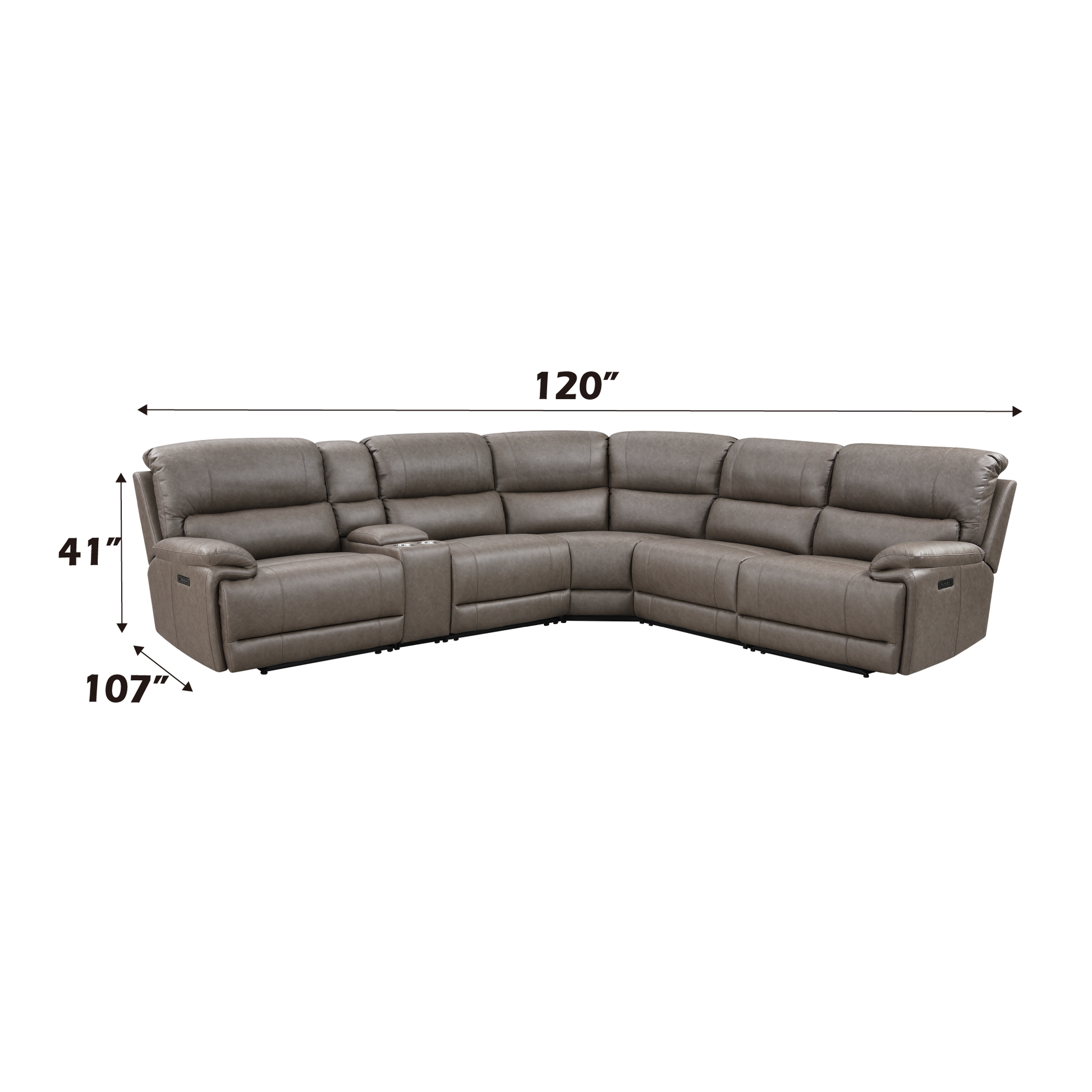 Kantu Brown Synthetic Leather Motion Sectional Sofa FredCo