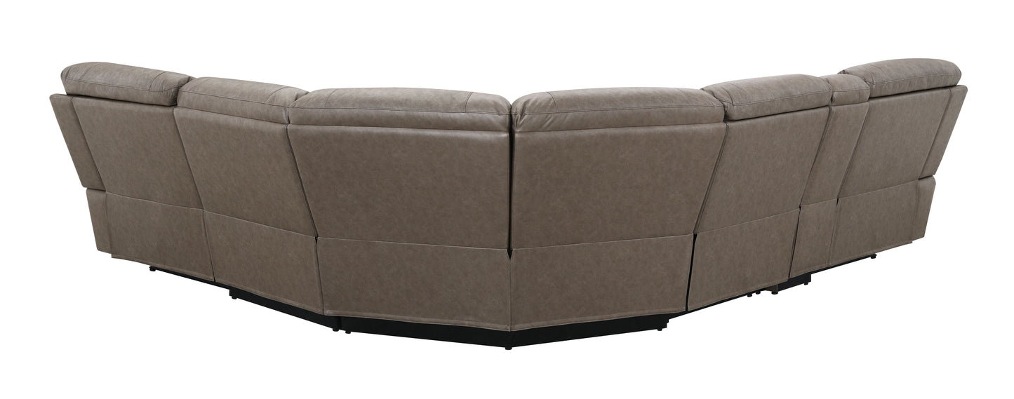 Kantu Brown Synthetic Leather Motion Sectional Sofa FredCo