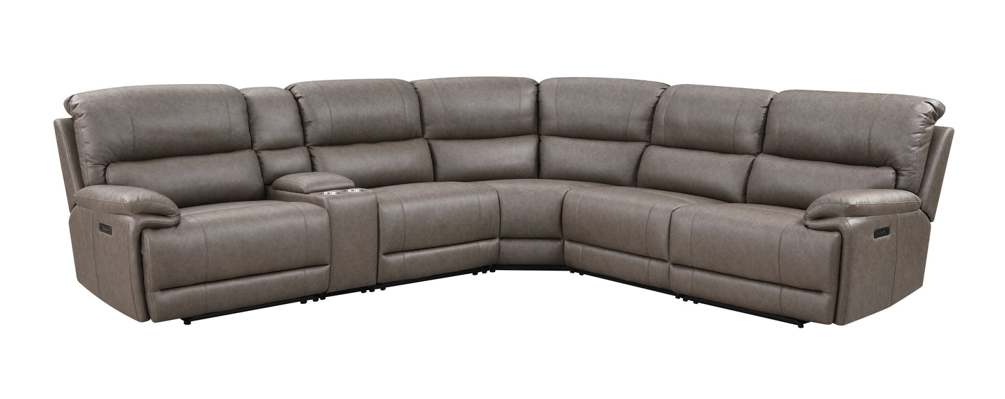 Kantu Brown Synthetic Leather Motion Sectional Sofa FredCo