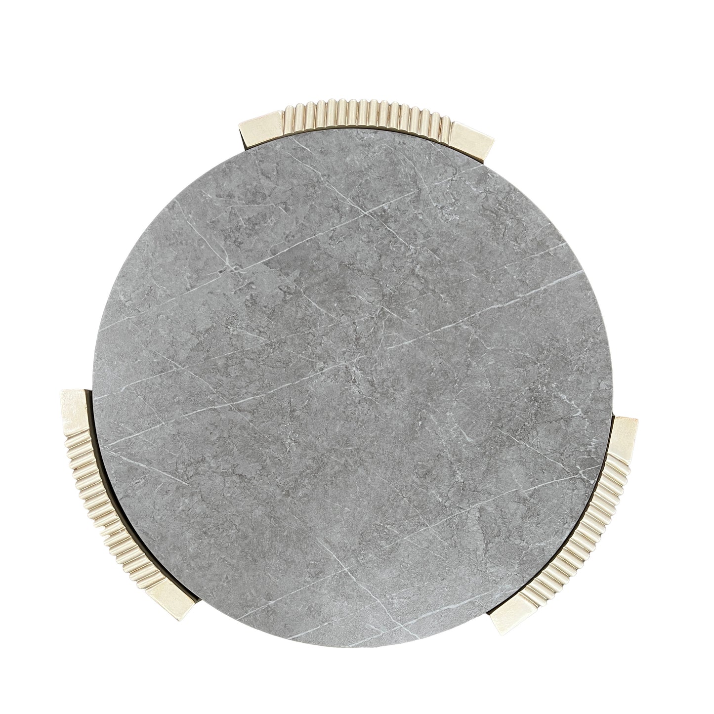 Kasa Sintered Stone & Champagne Finish End Table FredCo