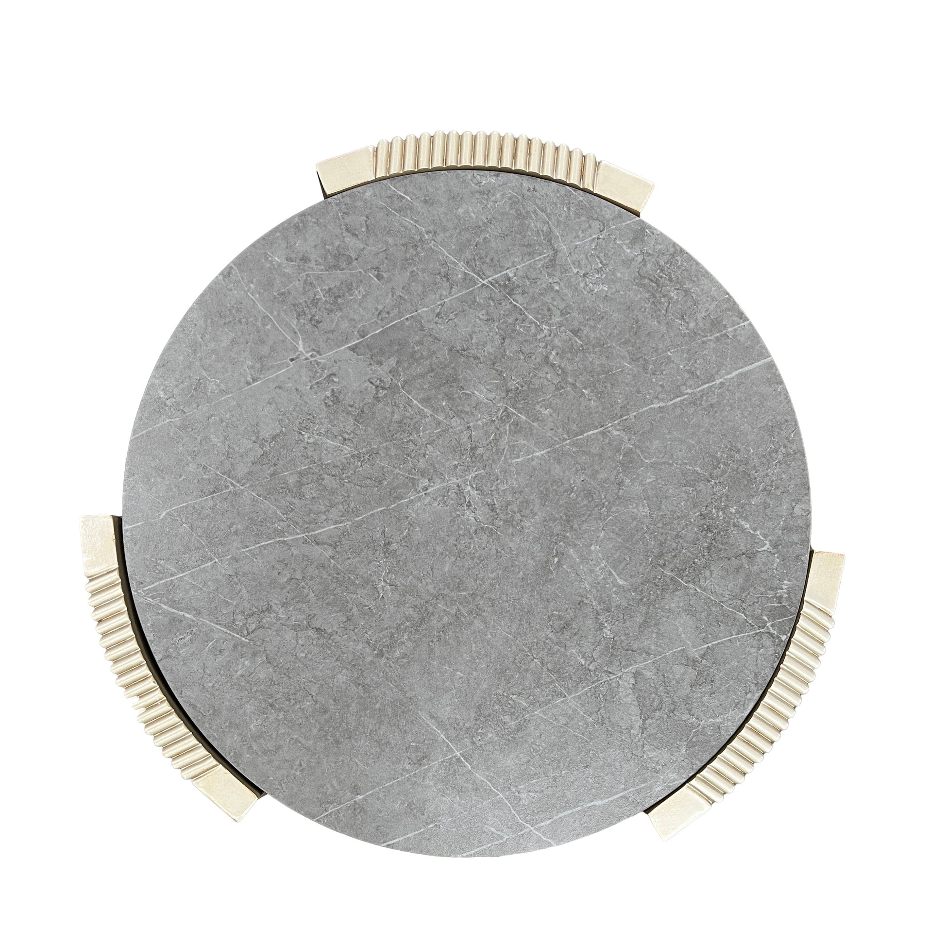 Kasa Sintered Stone & Champagne Finish End Table FredCo