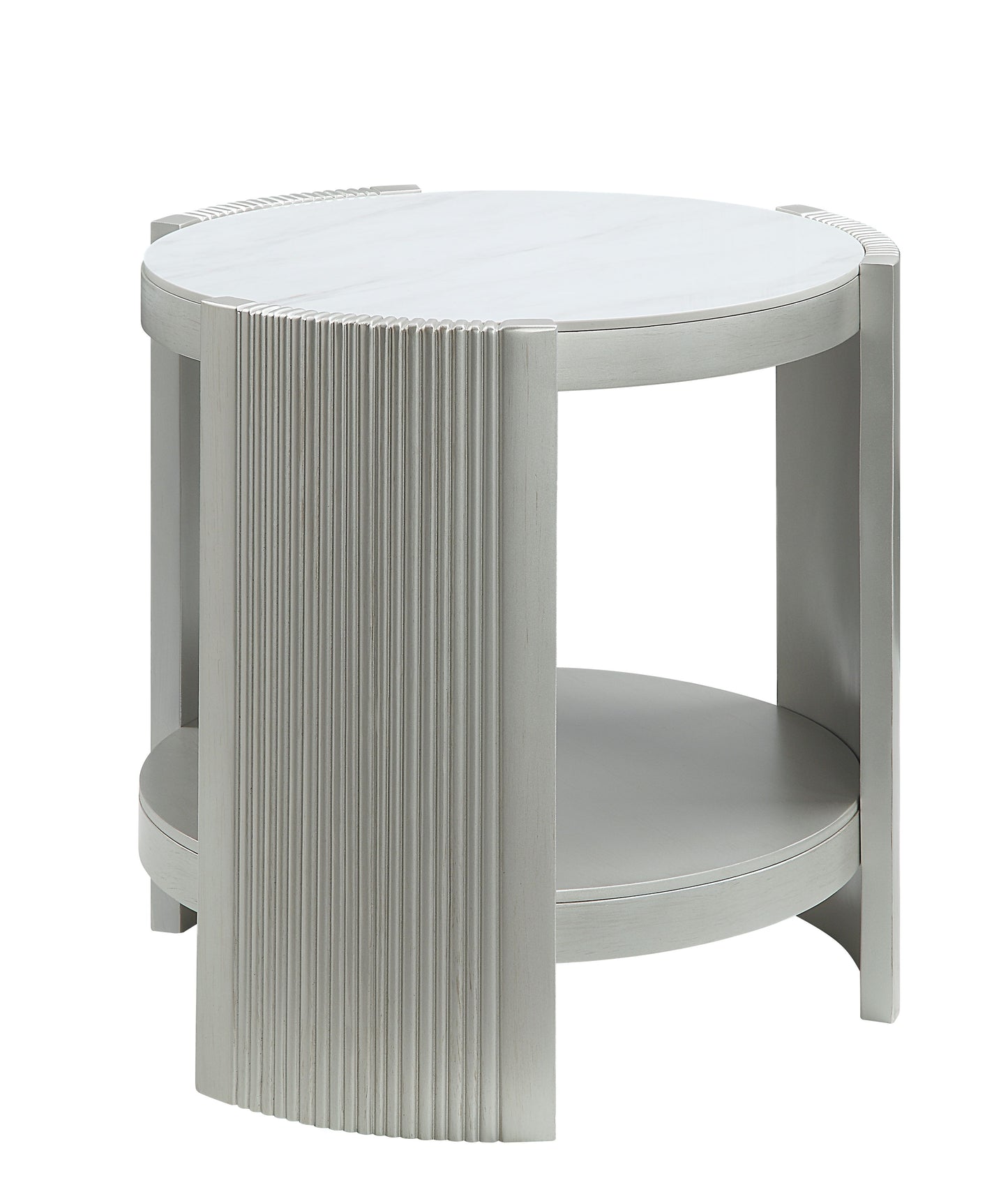 Kasa Sintered Stone & Champagne Finish End Table FredCo