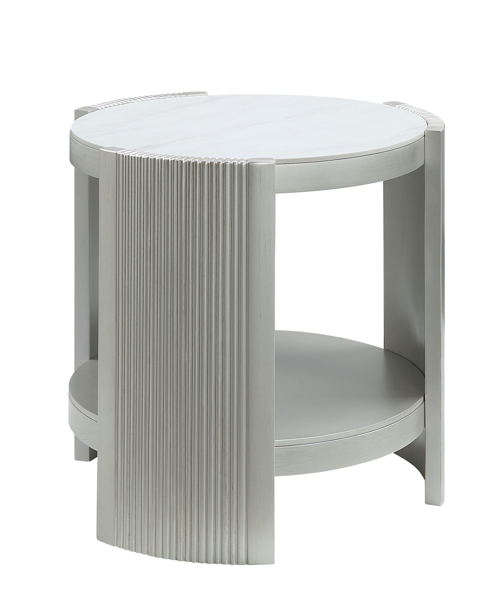 Kasa Sintered Stone & Champagne Finish End Table FredCo