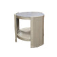 Kasa Sintered Stone & Champagne Finish End Table FredCo