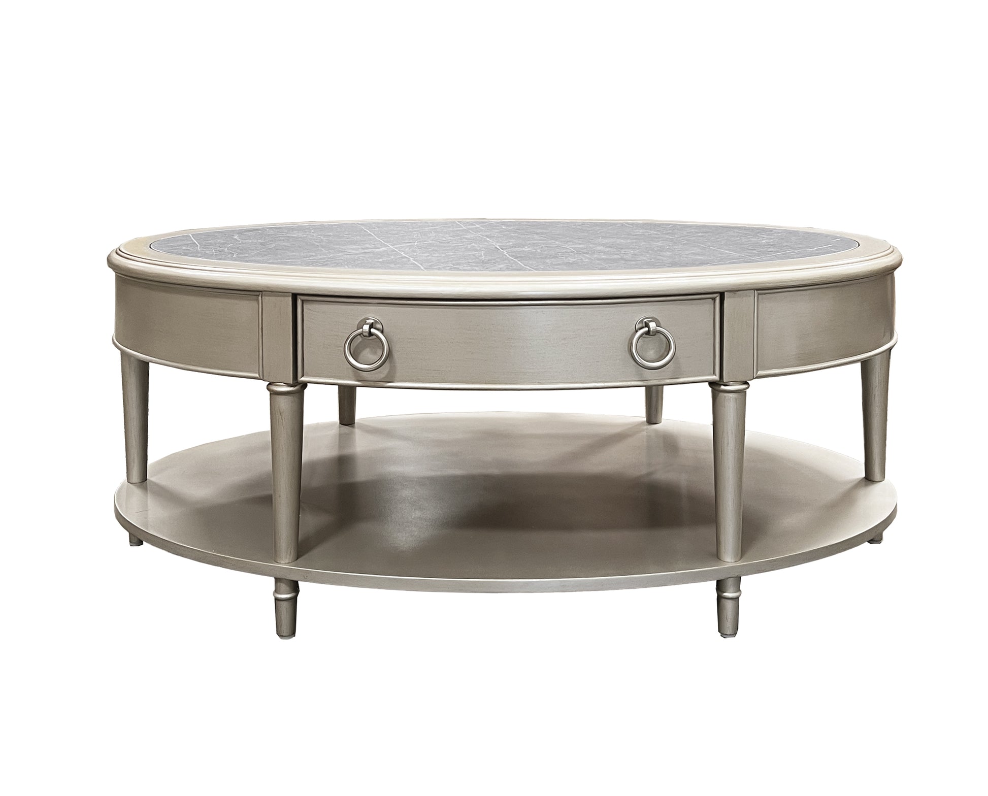Kasa Sintered Stone Top & Champagne Finish Coffee Table FredCo