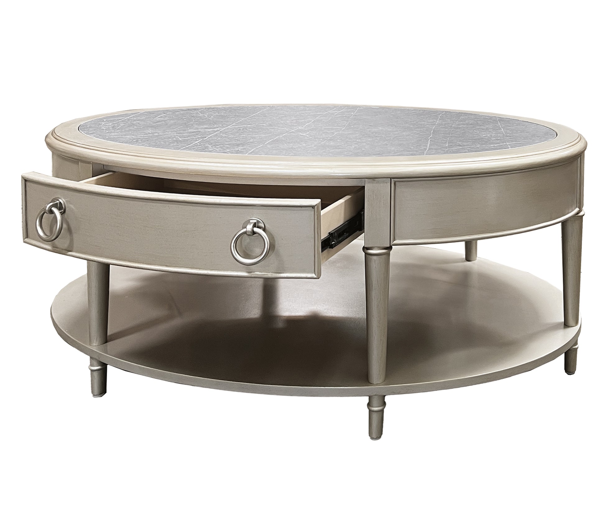 Kasa Sintered Stone Top & Champagne Finish Coffee Table FredCo
