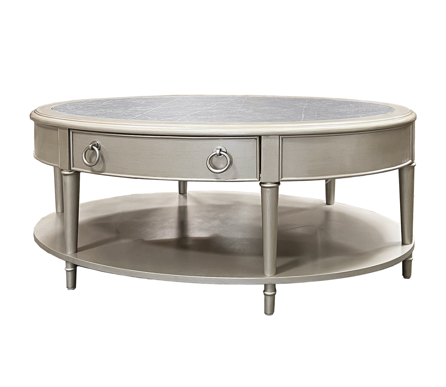 Kasa Sintered Stone Top & Champagne Finish Coffee Table FredCo