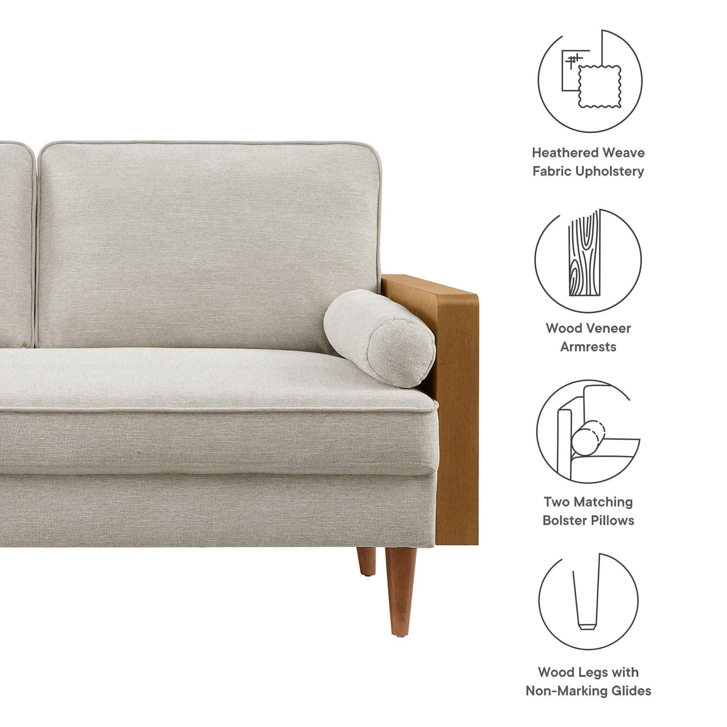 Kellan Heathered Weave Fabric Loveseat by Modway FredCo