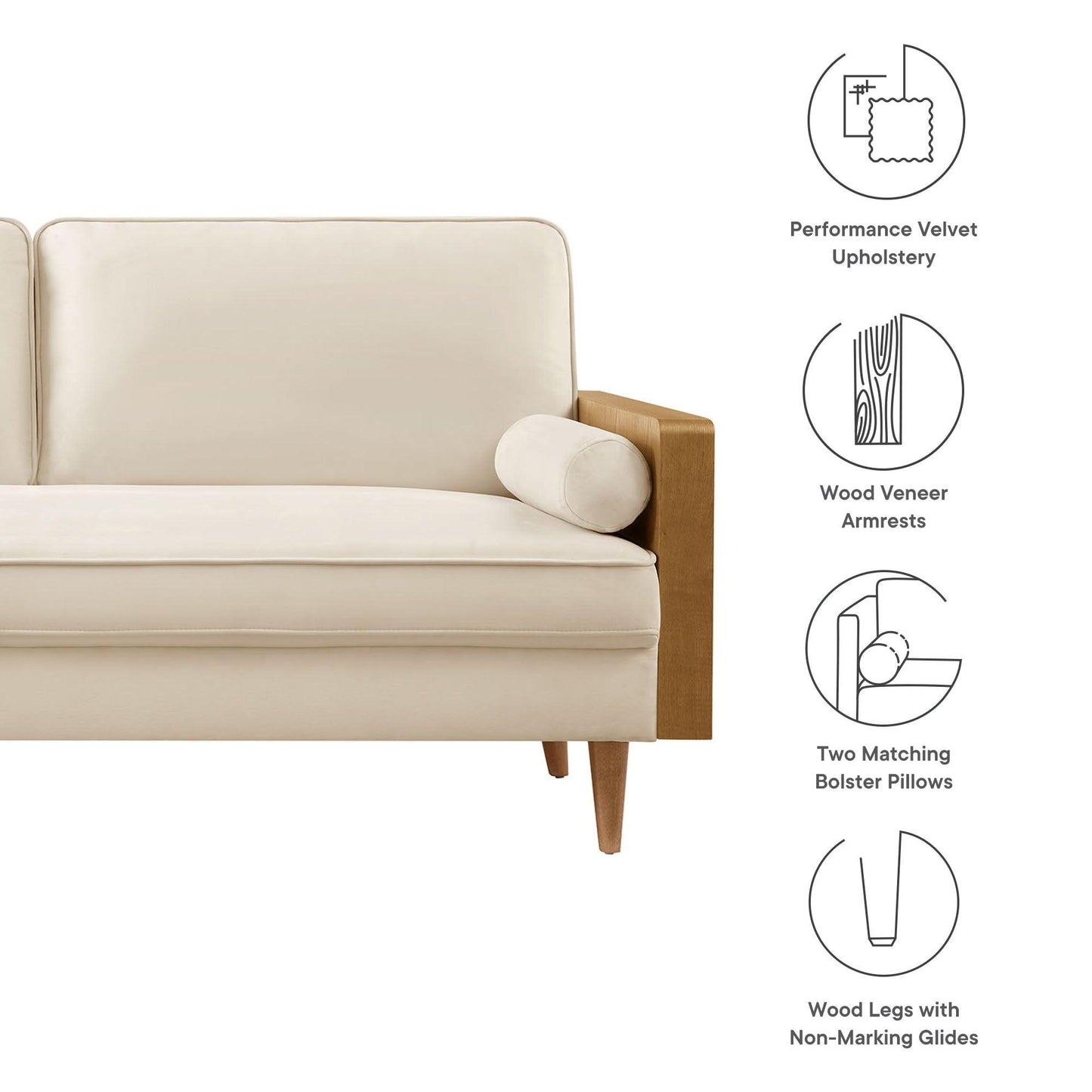 Kellan Performance Velvet Sofa by Modway FredCo