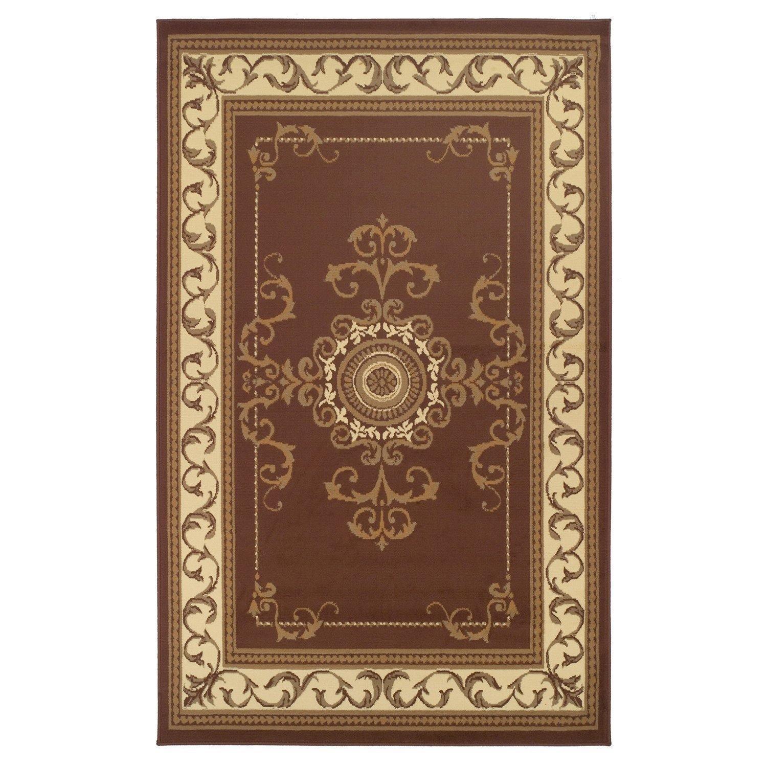 Kensington Traditional Ornate Scroll Border Rug FredCo