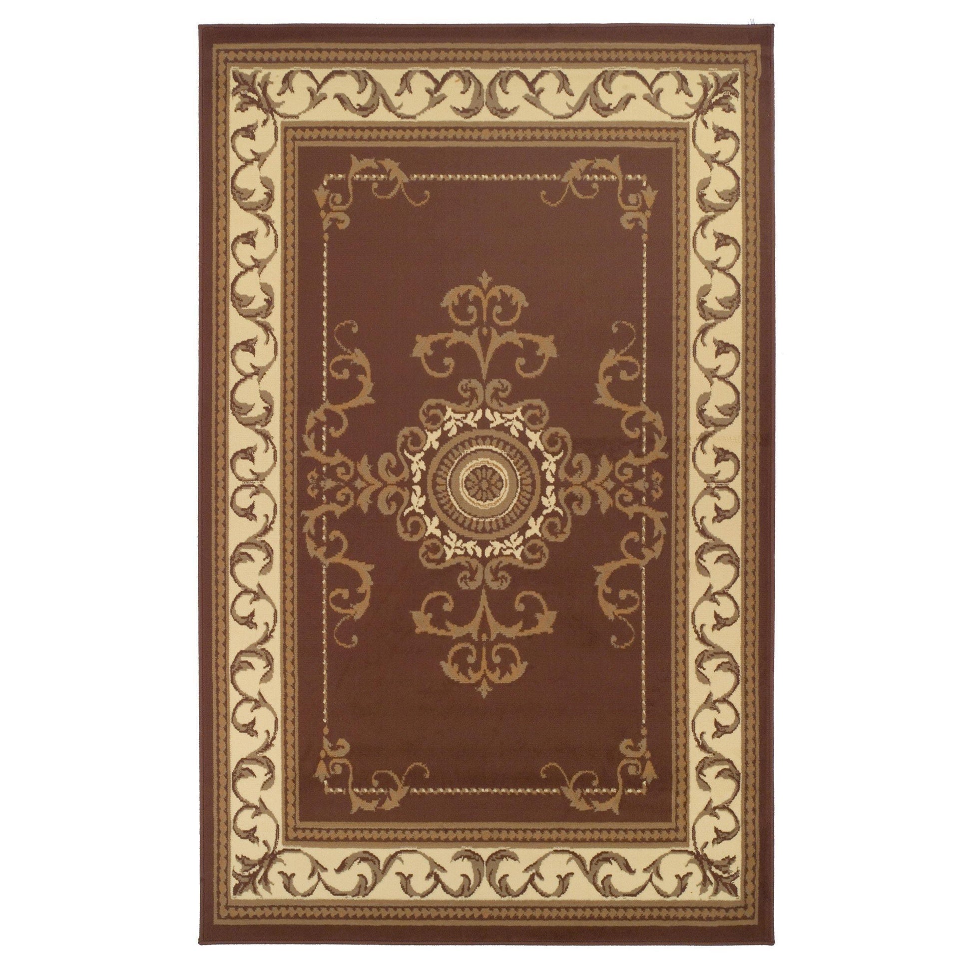 Kensington Traditional Ornate Scroll Border Rug FredCo