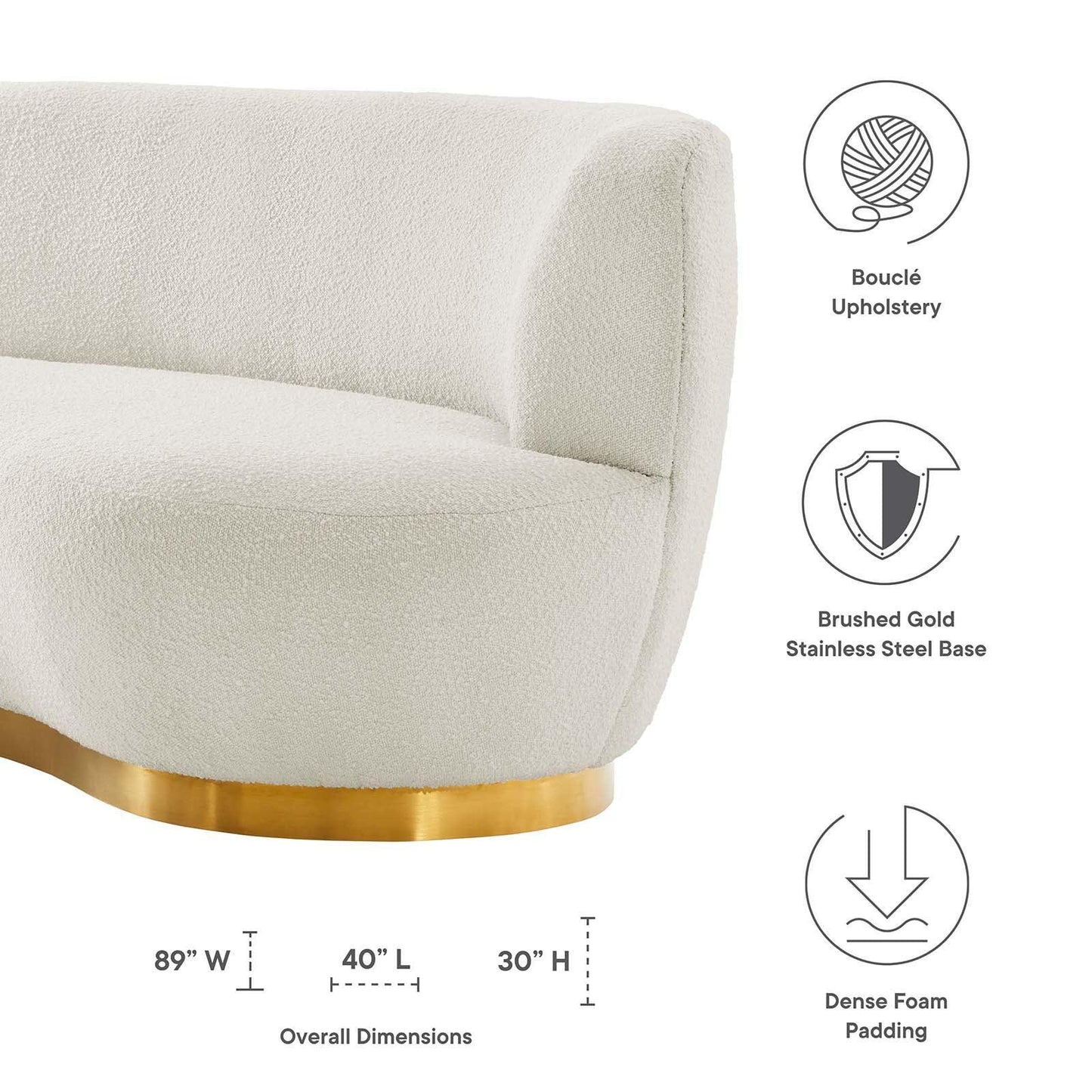 Kindred Boucle Upholstered Upholstered Fabric Sofa, EEI-5487 FredCo