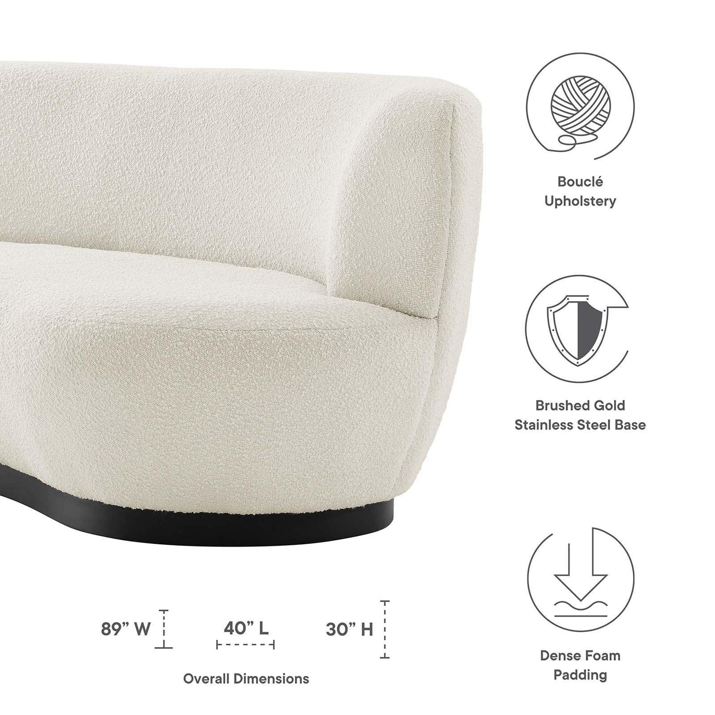 Kindred Boucle Upholstered Upholstered Fabric Sofa, EEI-5488 FredCo
