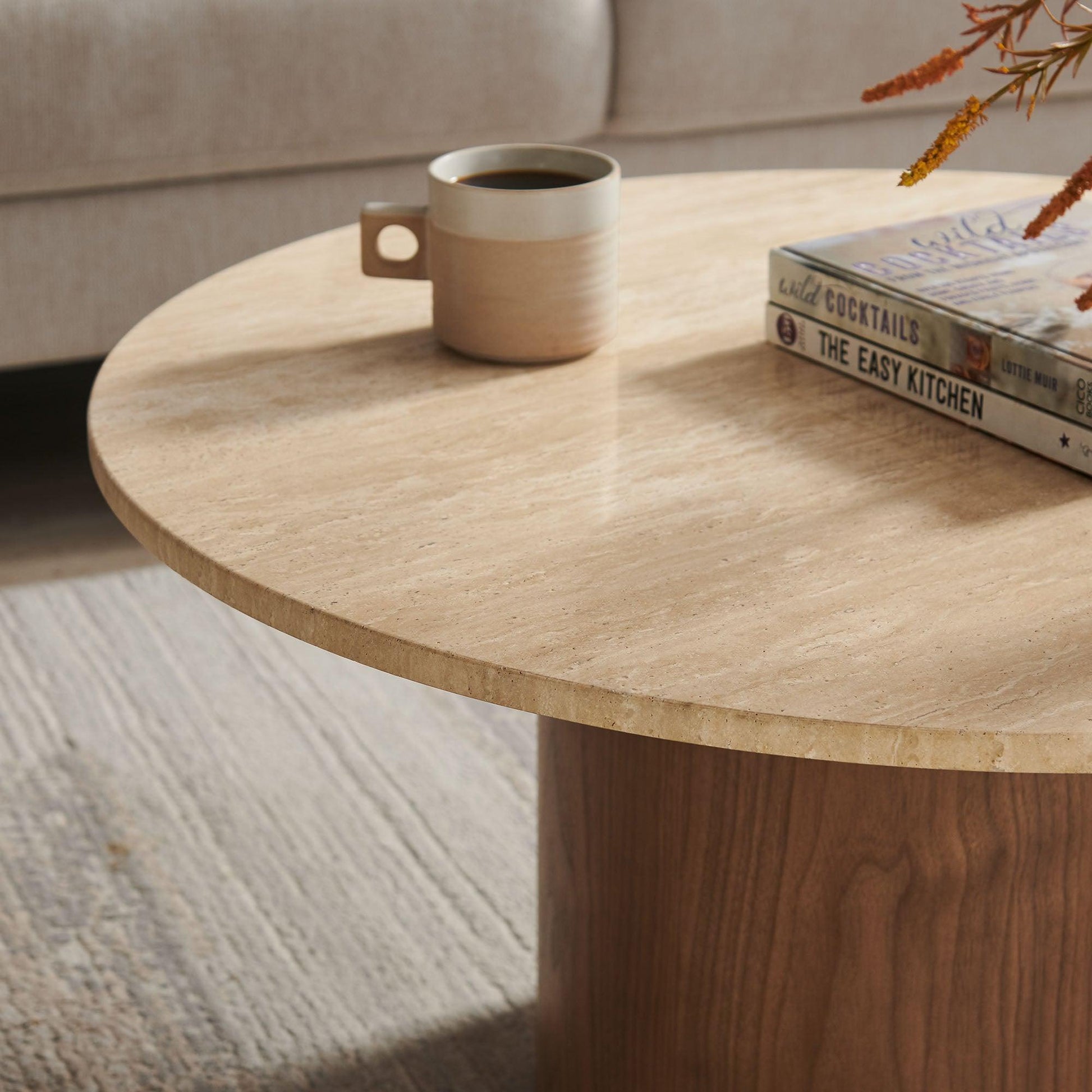 Kioni Round Travertine Coffee Table by Modway FredCo