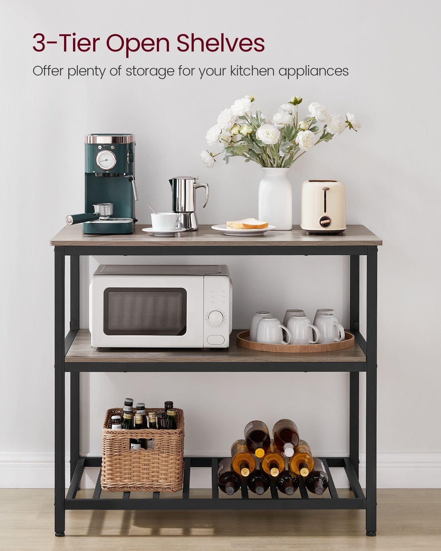 Kitchen Island with 3 Shelves FredCo