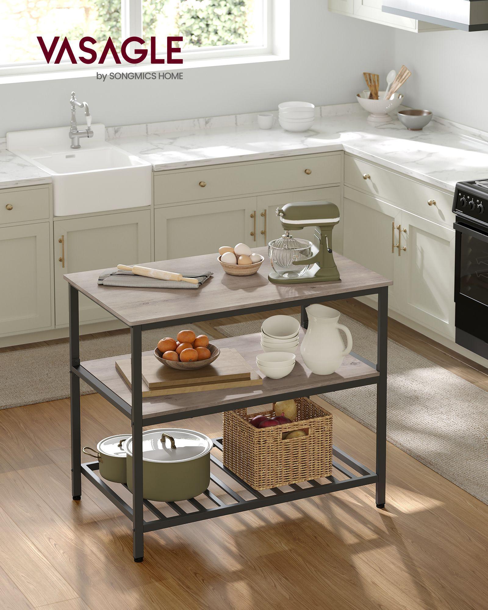 Kitchen Island with 3 Shelves FredCo
