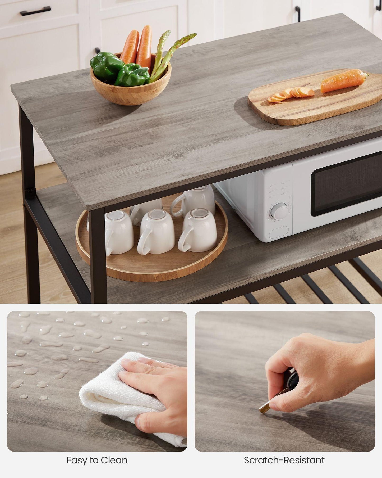 Kitchen Island with 3 Shelves FredCo