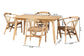 Kyoto Modern Bohemian Natural Brown Finished Wood and Rattan 5-Piece Dining Set FredCo