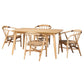 Kyoto Modern Bohemian Natural Brown Finished Wood and Rattan 5-Piece Dining Set FredCo